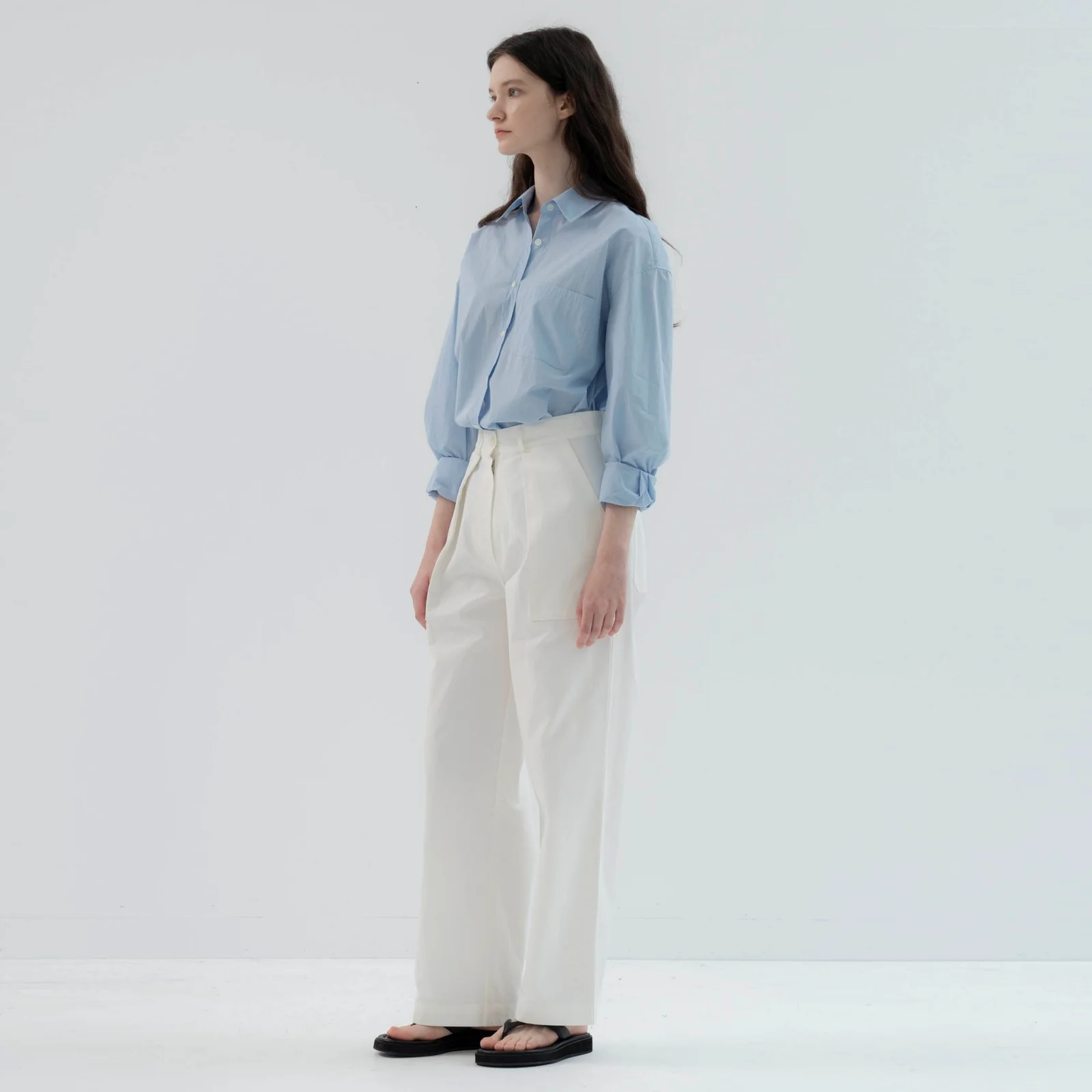 Cinch Back Cotton Pants(Ivory)