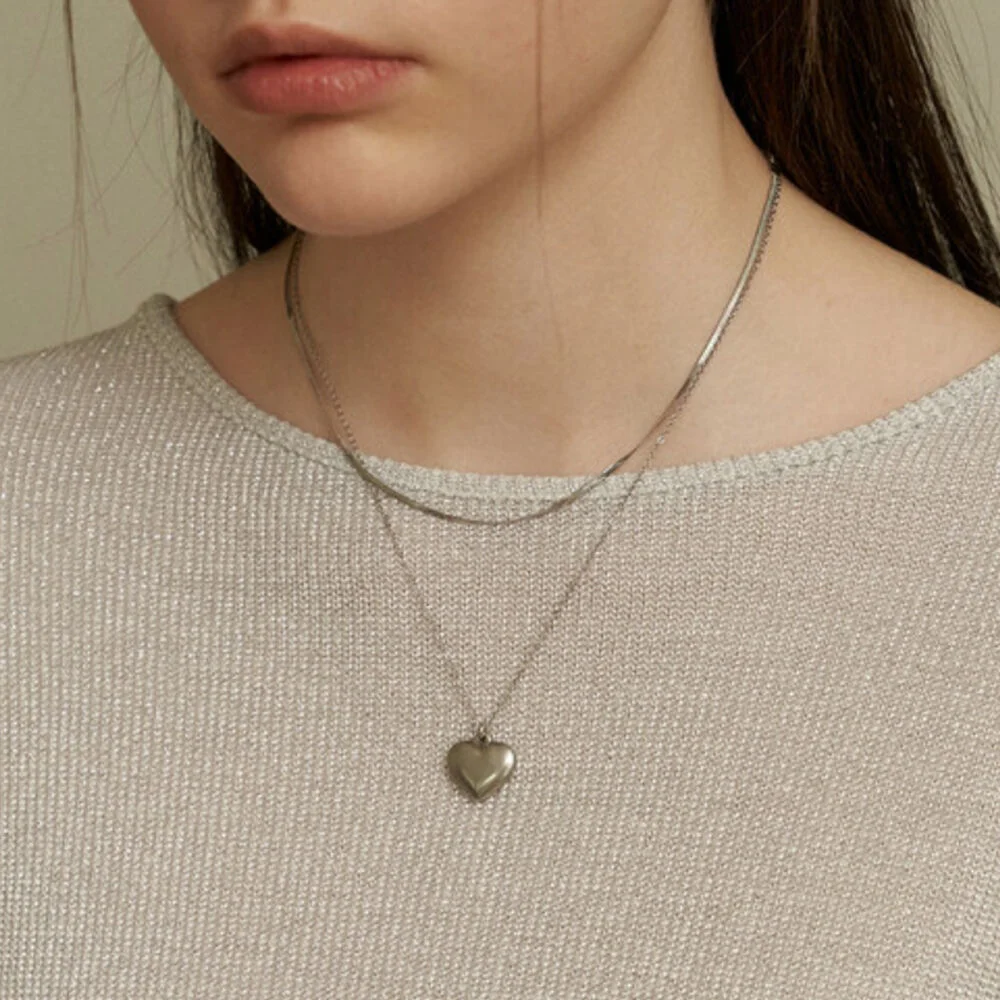 2 lines layered heart necklace