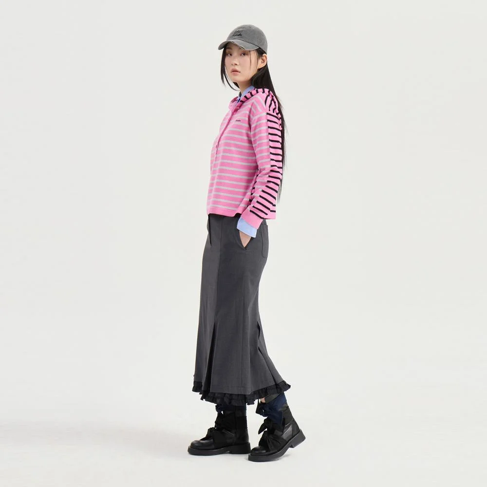 Check / Solid Mermaid Skirt (melange grey) LFKAM26310GYM