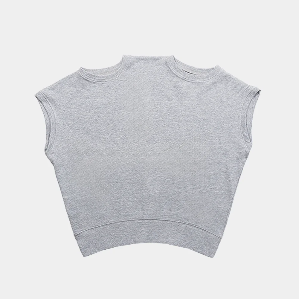 GLITTER DOUBLE NECK VEST - GRAY