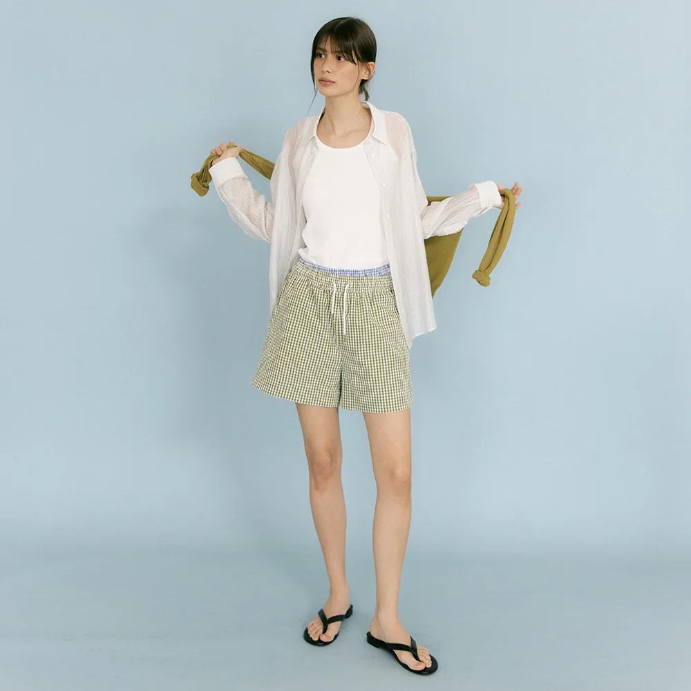 Gingham Check Shorts (Olive Check)