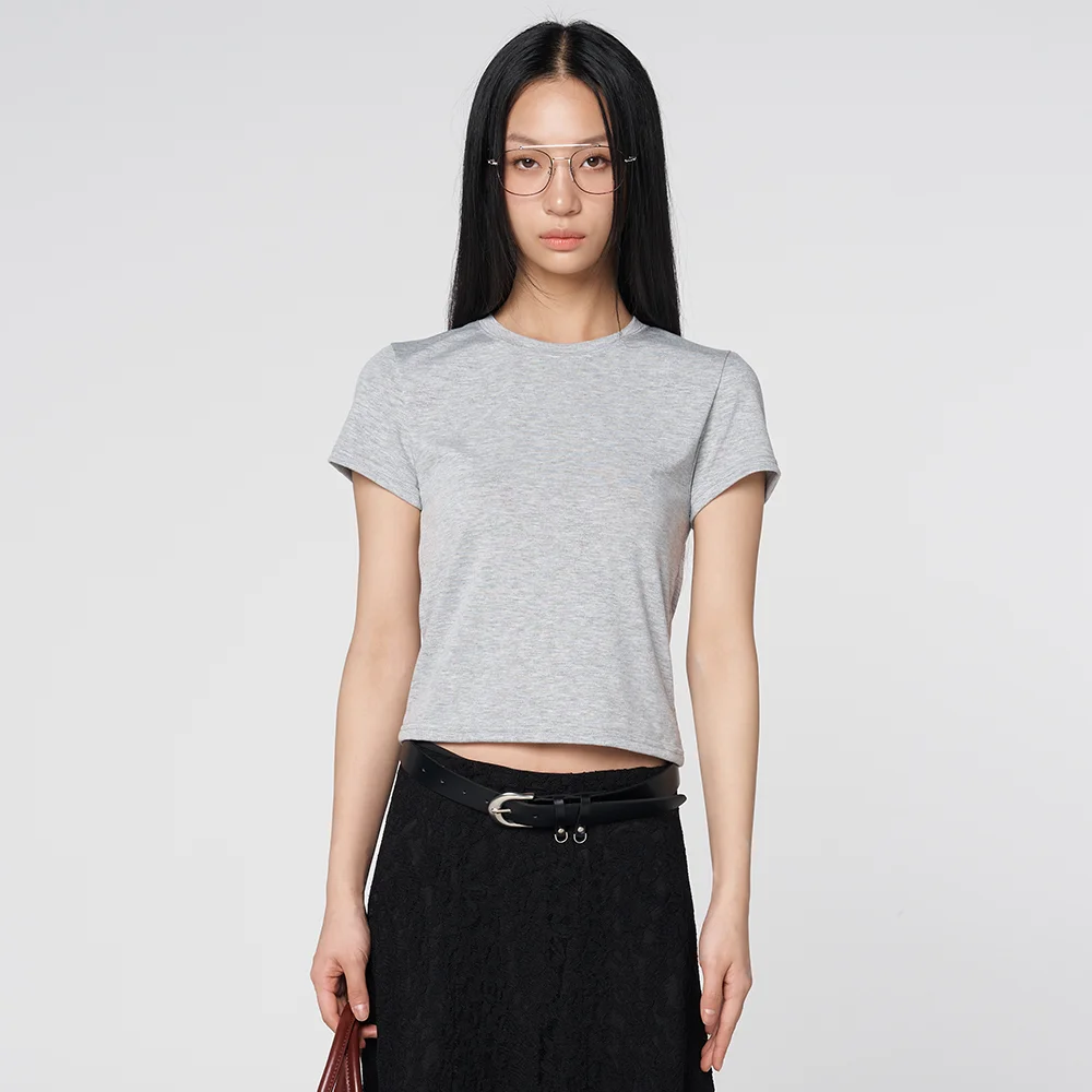 Daily Essential Back-Label Point T-Shirt Gray
