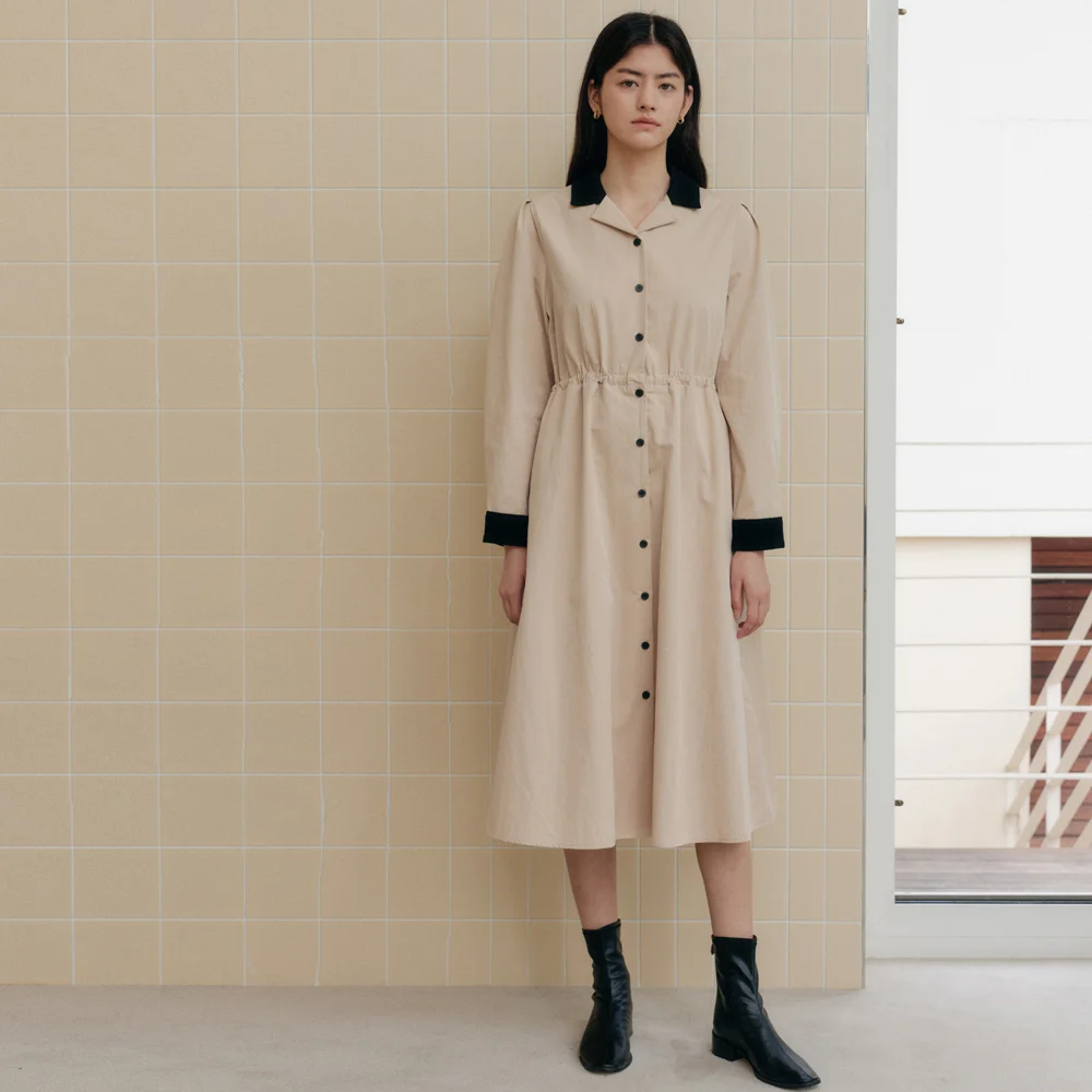 TWEED COLLAR ONEPIECE_BEIGE
