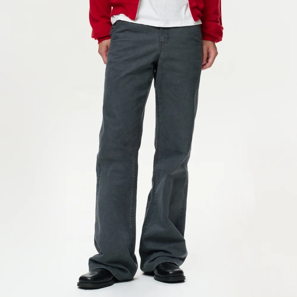 MEN ERA WASHED FLARE WORK PANTS - VINTAGE GRAY