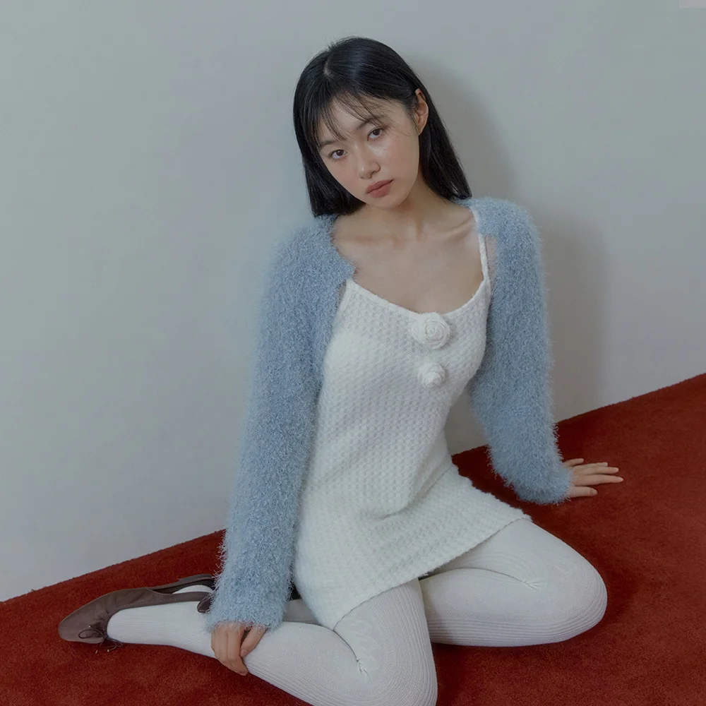 POM POM KNIT BOLERO (POWDER BLUE)