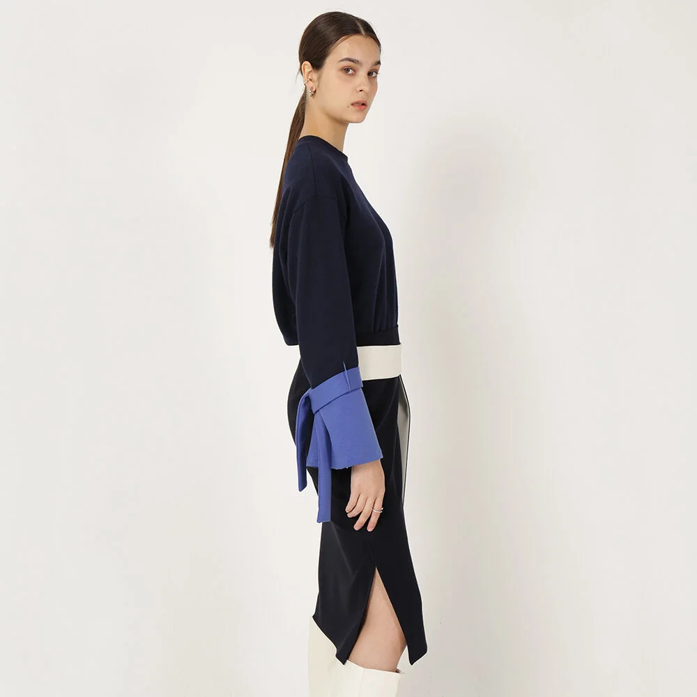 Color Sleeve Sweatshirt_Navy