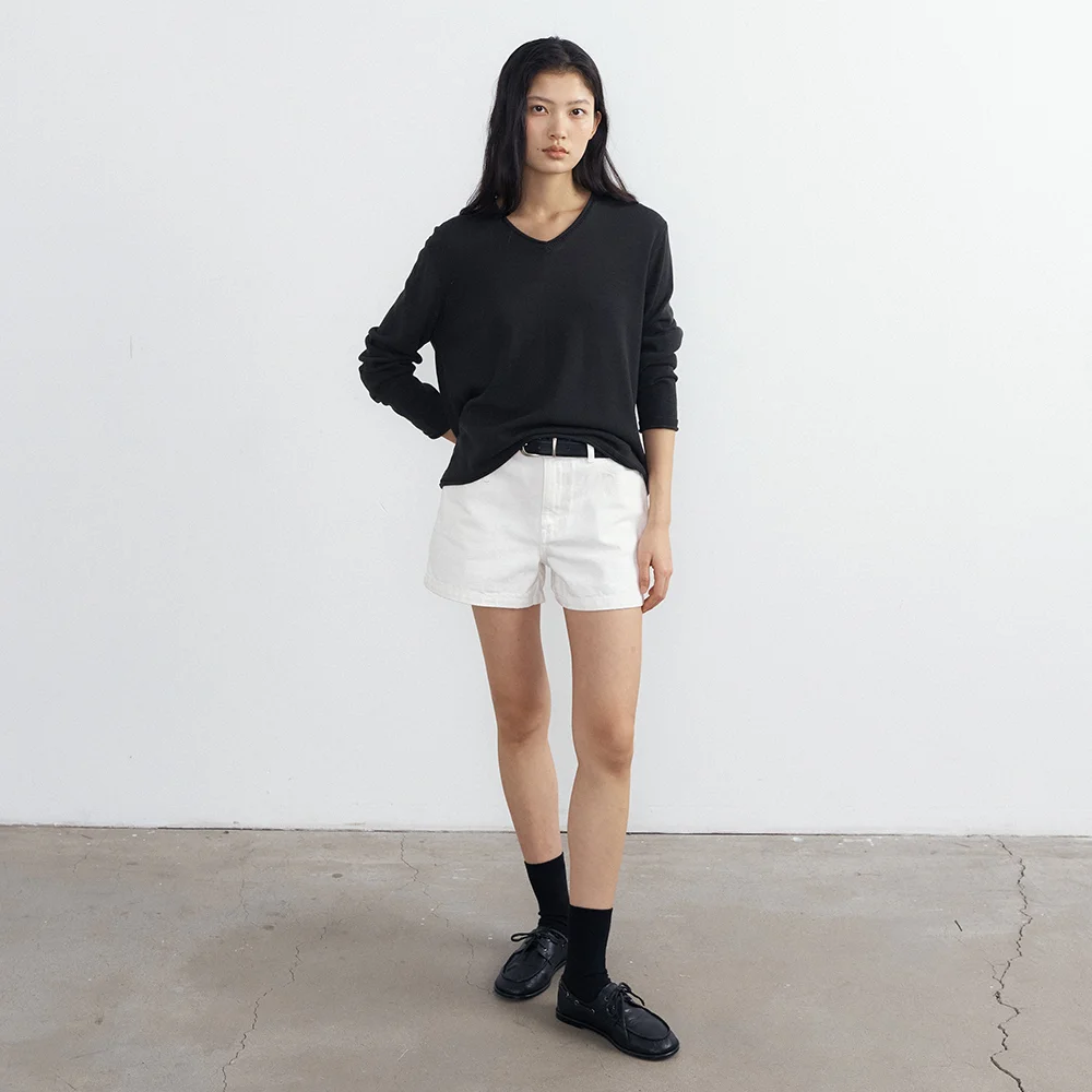 Raw Denim Shorts (White)