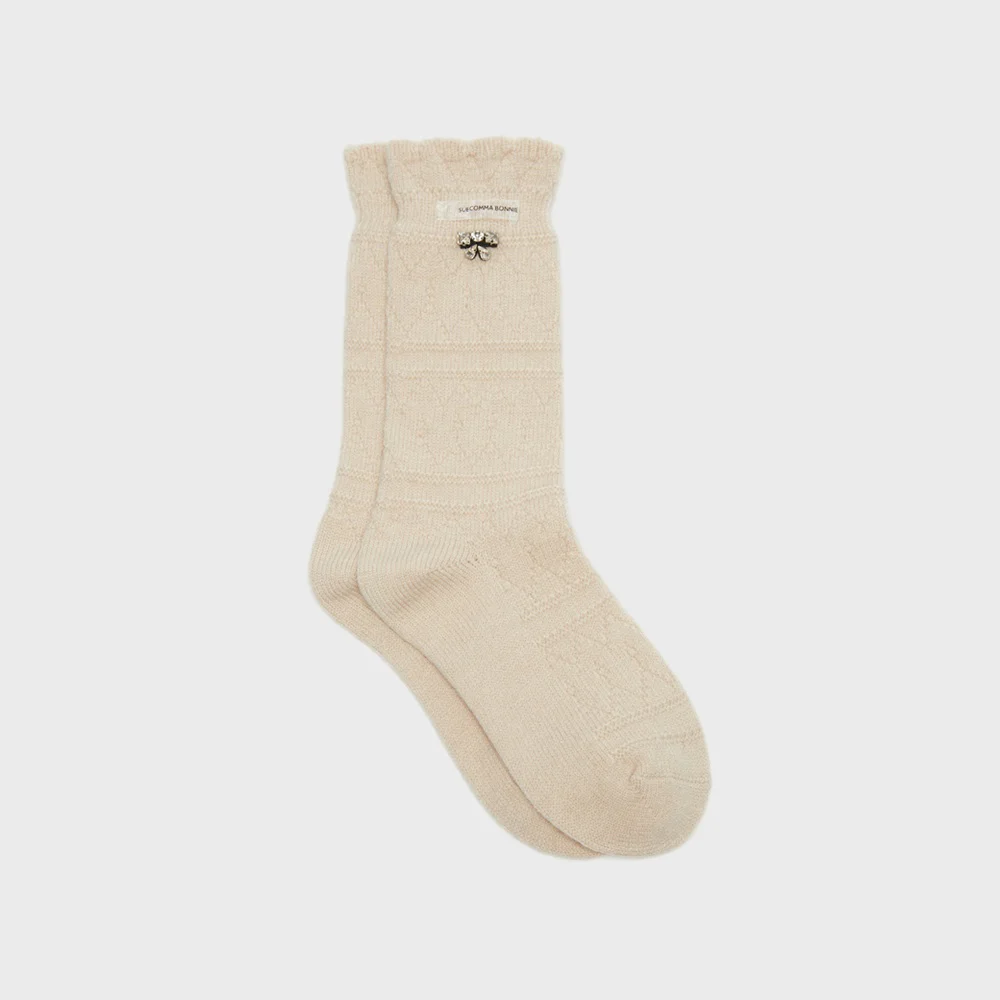Crystal ribbon socks(beige)_DSLAA26505BEE