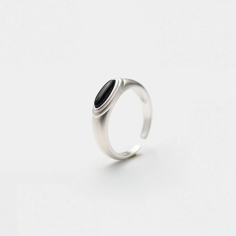 onyx open ring 925 silver