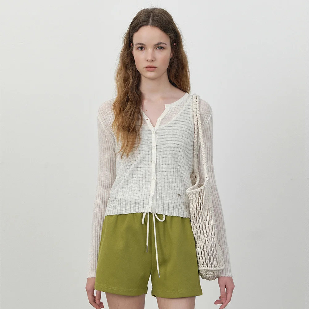 Space-dyed ribbed summer cardigan_Ivory