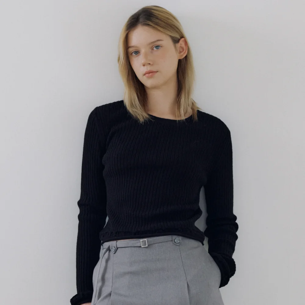 Golgi Lace Knit Top (Black)