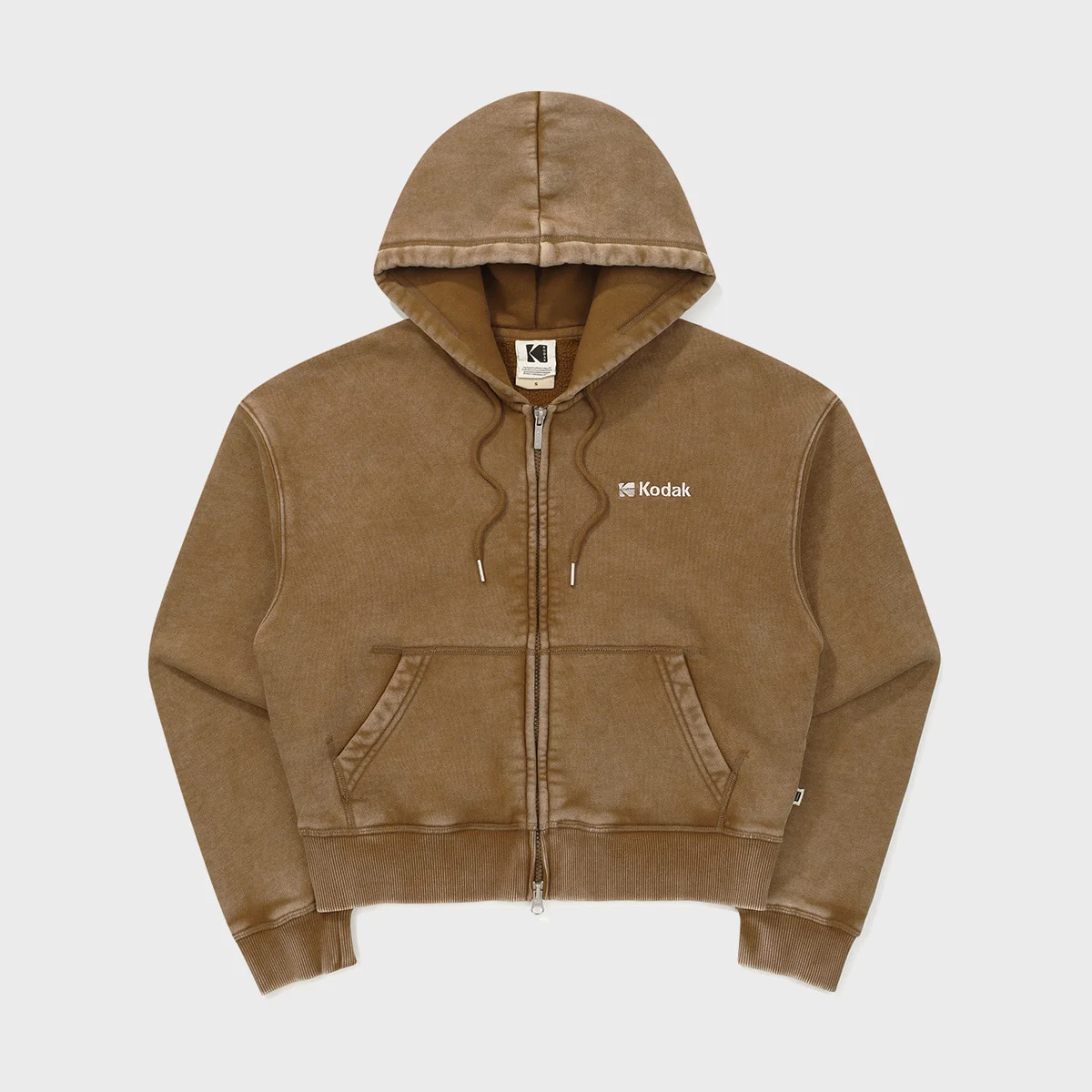 Flash 雪花 水洗 加絨 連帽拉鍊外套 女裝 BROWN