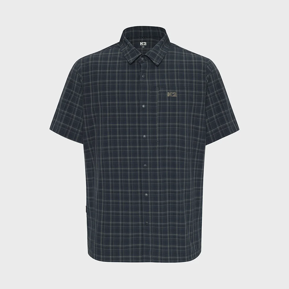 FLYHIKE 登山 短袖 格紋 襯衫_MIDNIGHT NAVY_KMM264213N