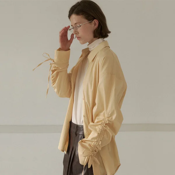 STRING SLEEVE OVERFIT SHIRT(BL-4258)