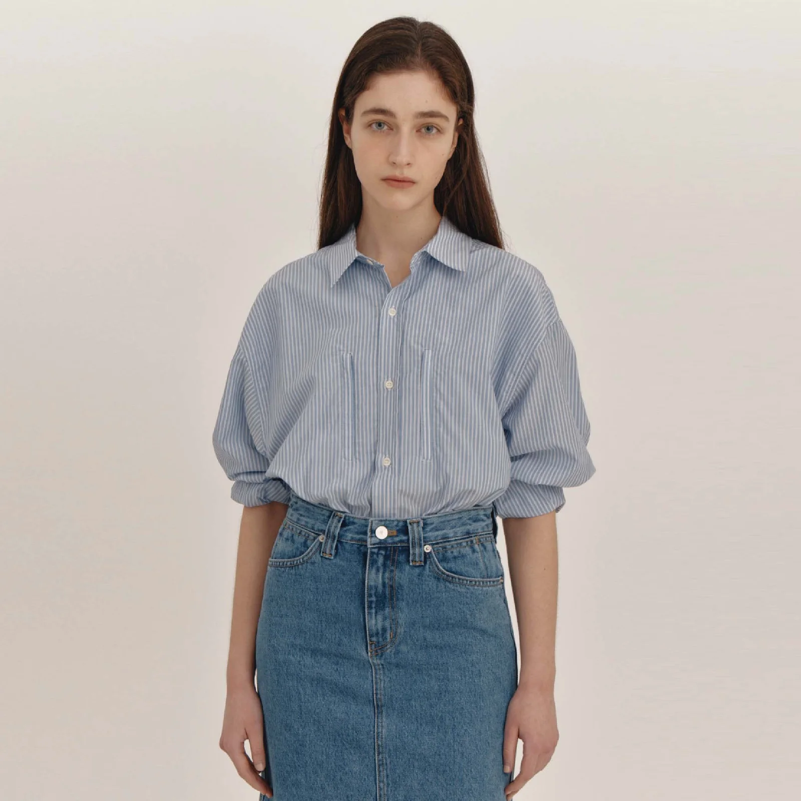Stripe Pocket Shirt(Blue)