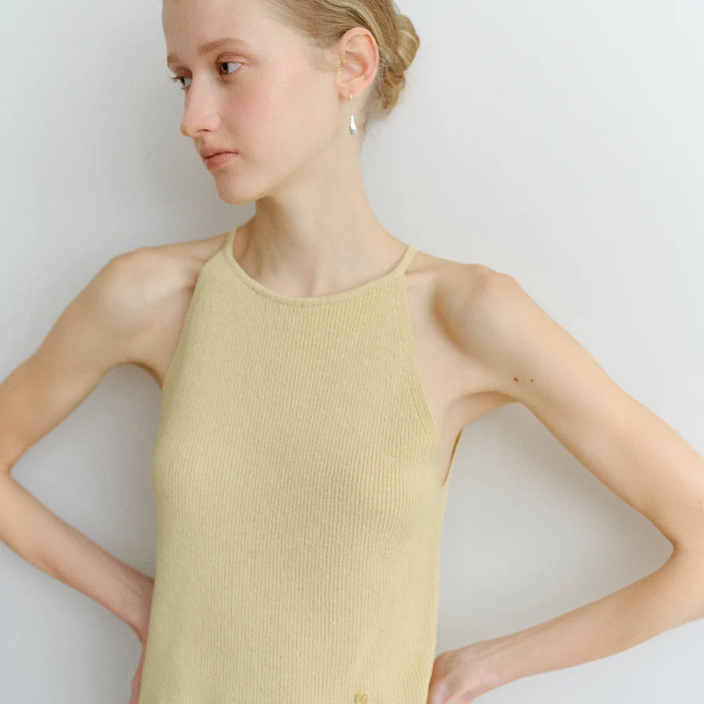 HALTER KNIT TOP_MUSTARD_OE2C2CKV40MST