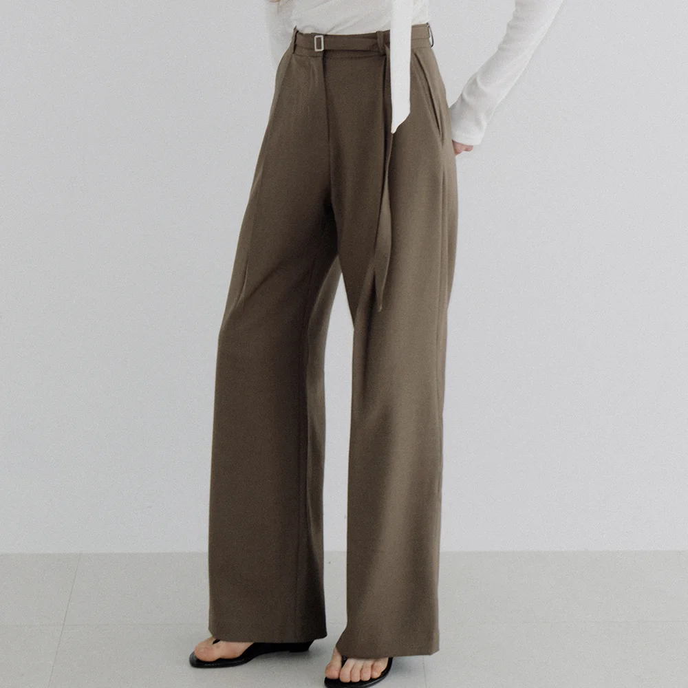 wide tucked slacks (mocha) orc 6086
