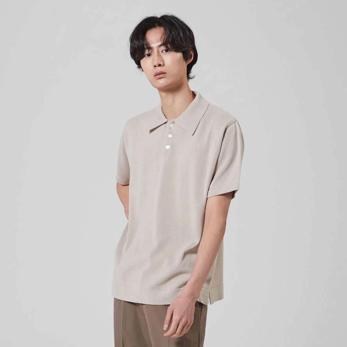 1/2 SUMMER COLLAR KNIT_SAND BEIGE