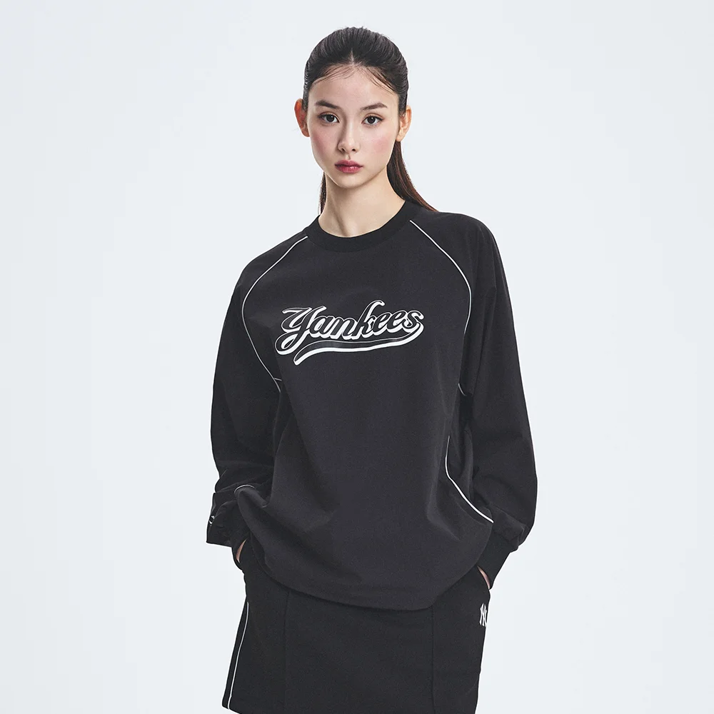 棒球外套 Cursive 字母印花 梭織 衛衣 NY (Black)