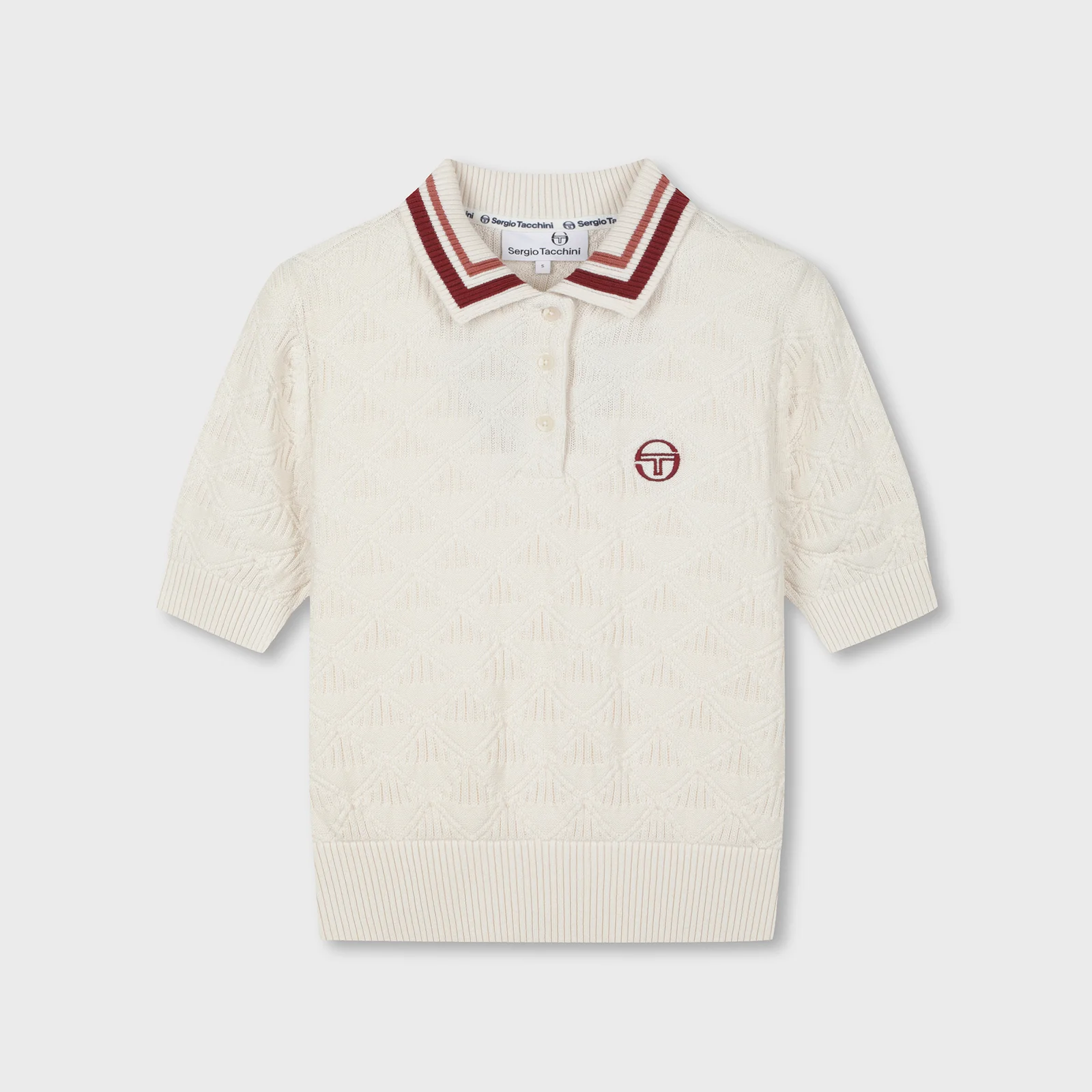W 日常 短袖 Polo 毛衣 (White)