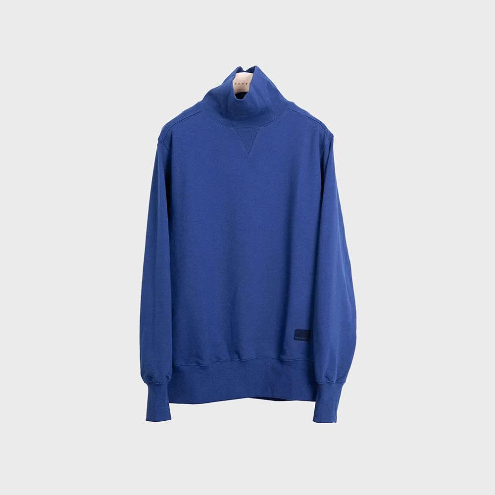 RIBBED TURTLE NECK SWEAT JERSEY_BLUE