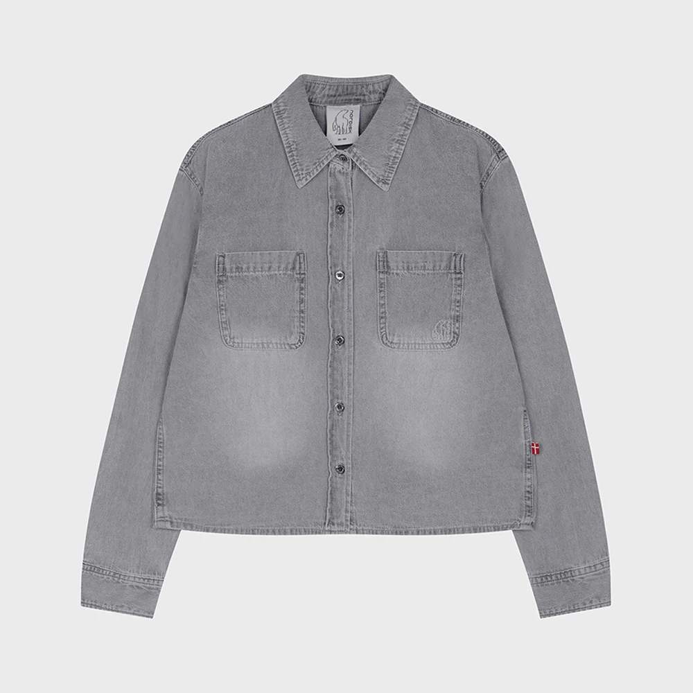 牛仔 長袖 襯衫 - W_SHIMMER GREY_OWP264041C