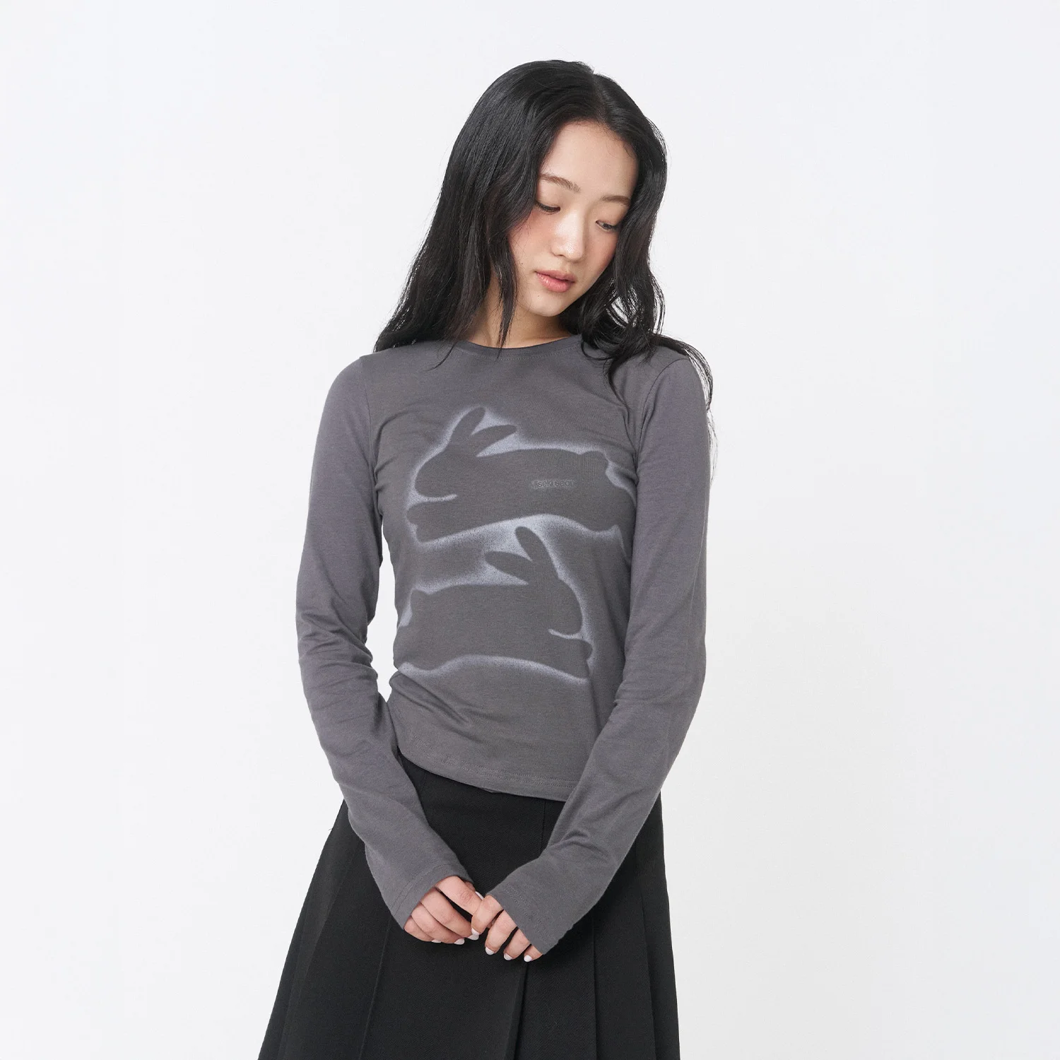 Twin rabbit long sleeves CHARCOAL