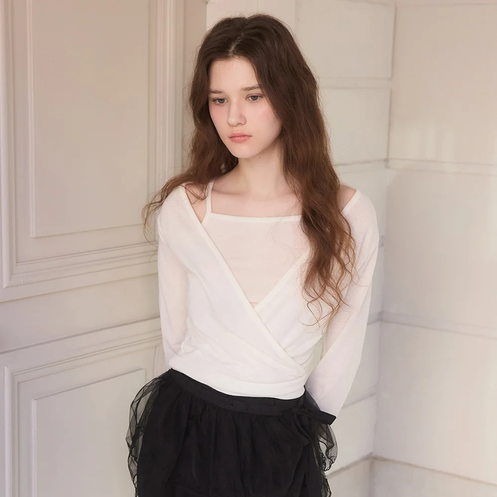 Soft touch mood wrap t shirts set - 3color