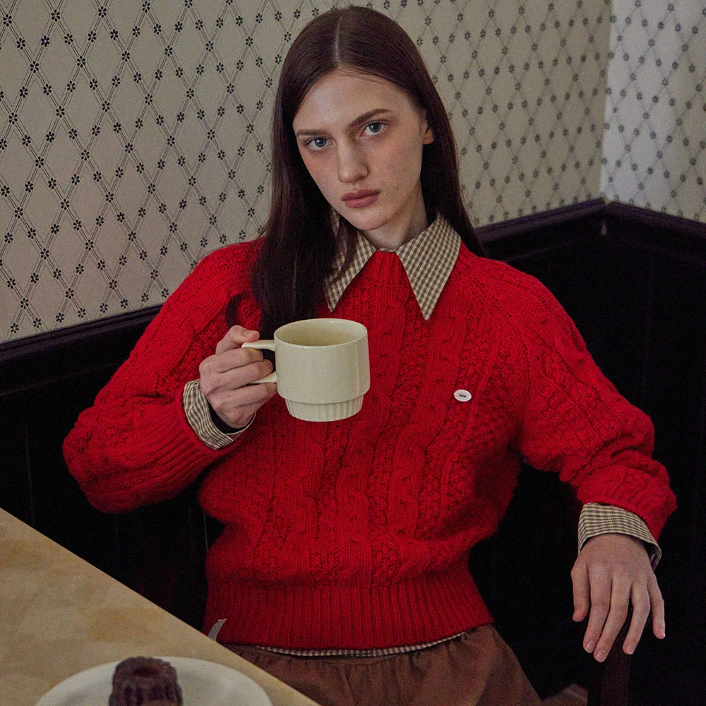 STANDARD FIT CABLE KNIT_3COLORS_RED