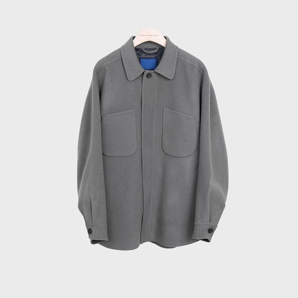 WOOL MELTON HANDMADE SHIRTING JACKET_GREY