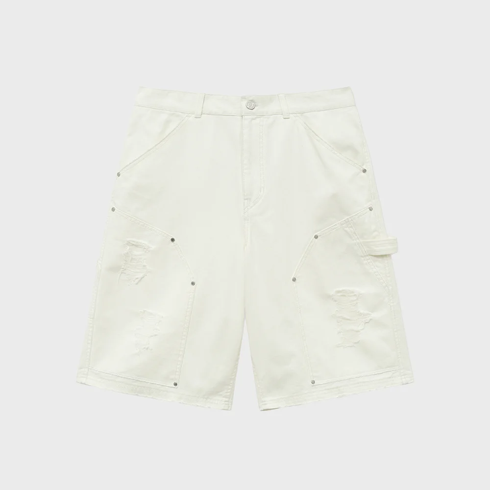 DISTRESSED BERMUDA SHORTS (WHITE)