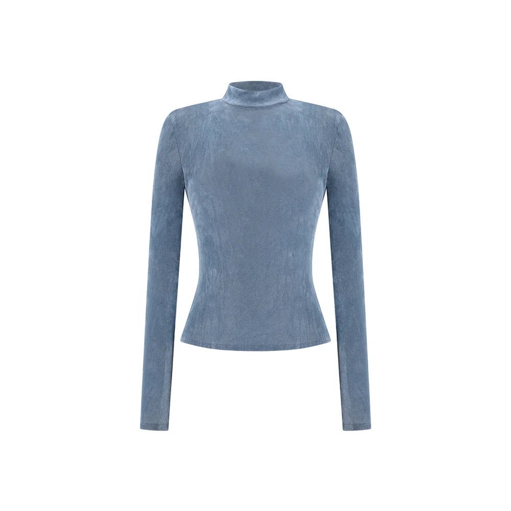 Mock neck top, Blue