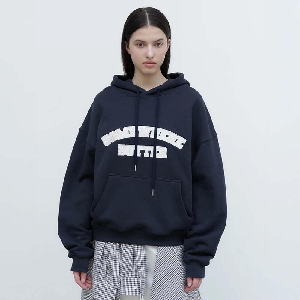 Satin Heart Logo Hoodie - Navy
