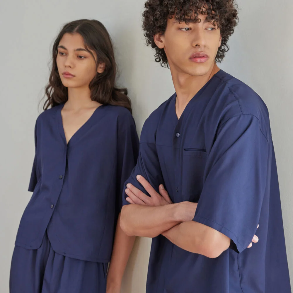 COZY PAJAMA COUPLE SET_cold navy