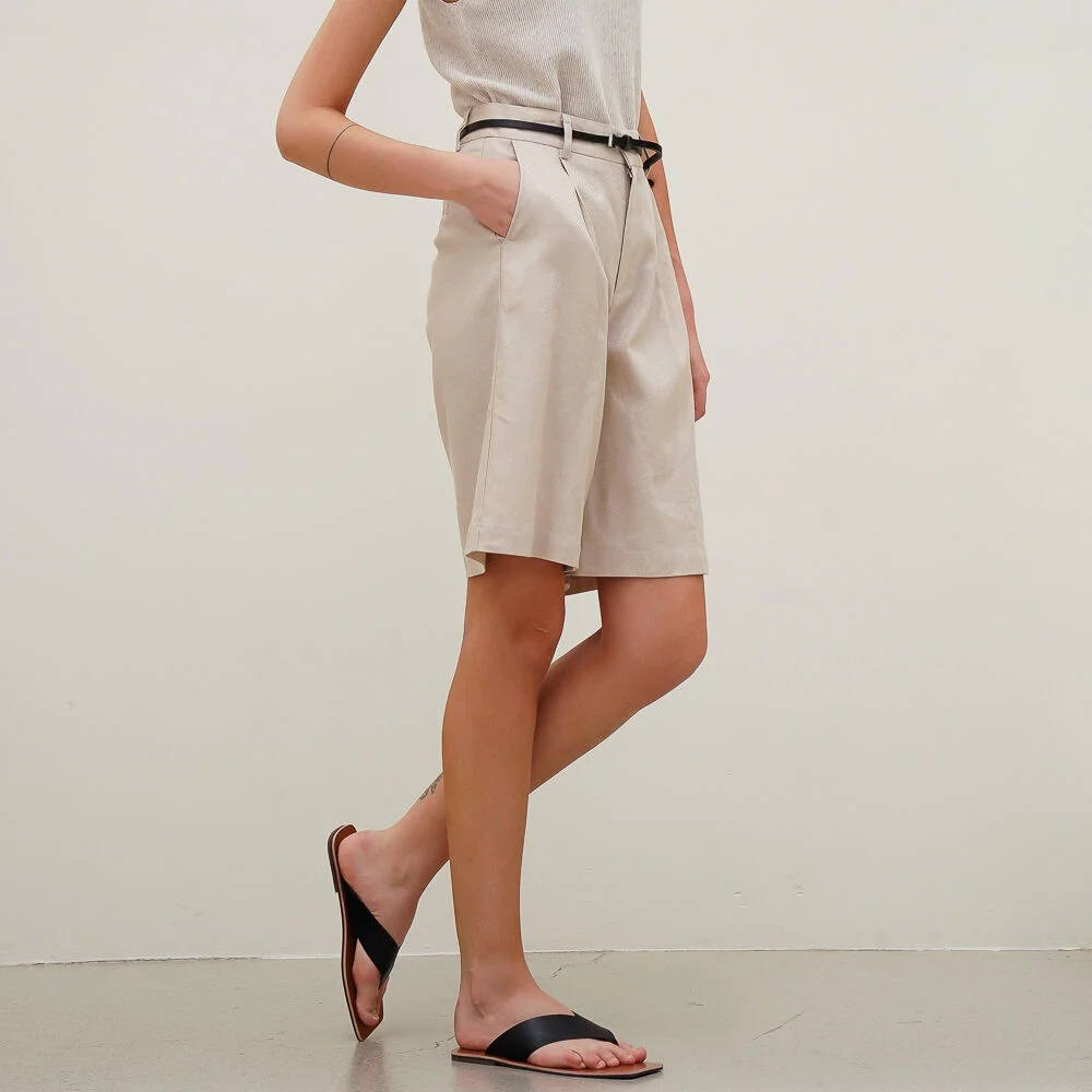Linen Bermuda Short Pants_Beige