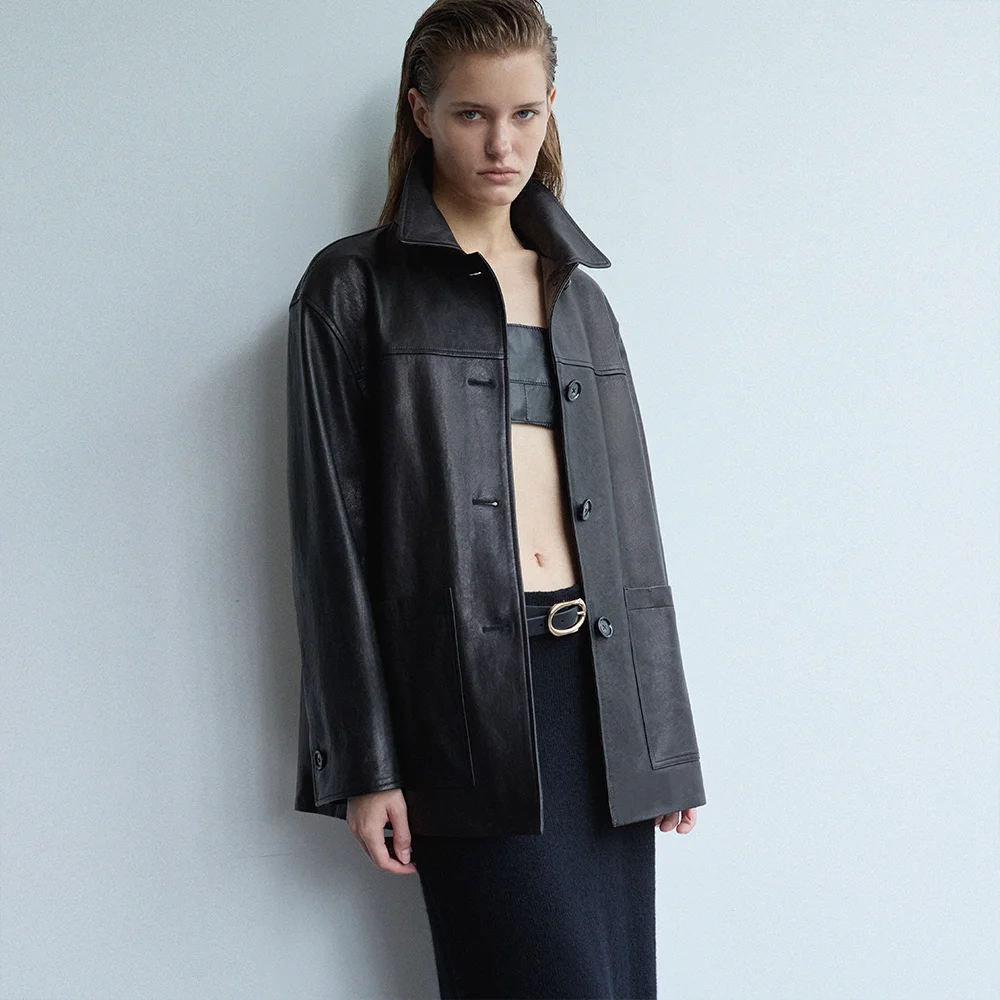 Italy Vegetable Lambskin Car Coat_Black