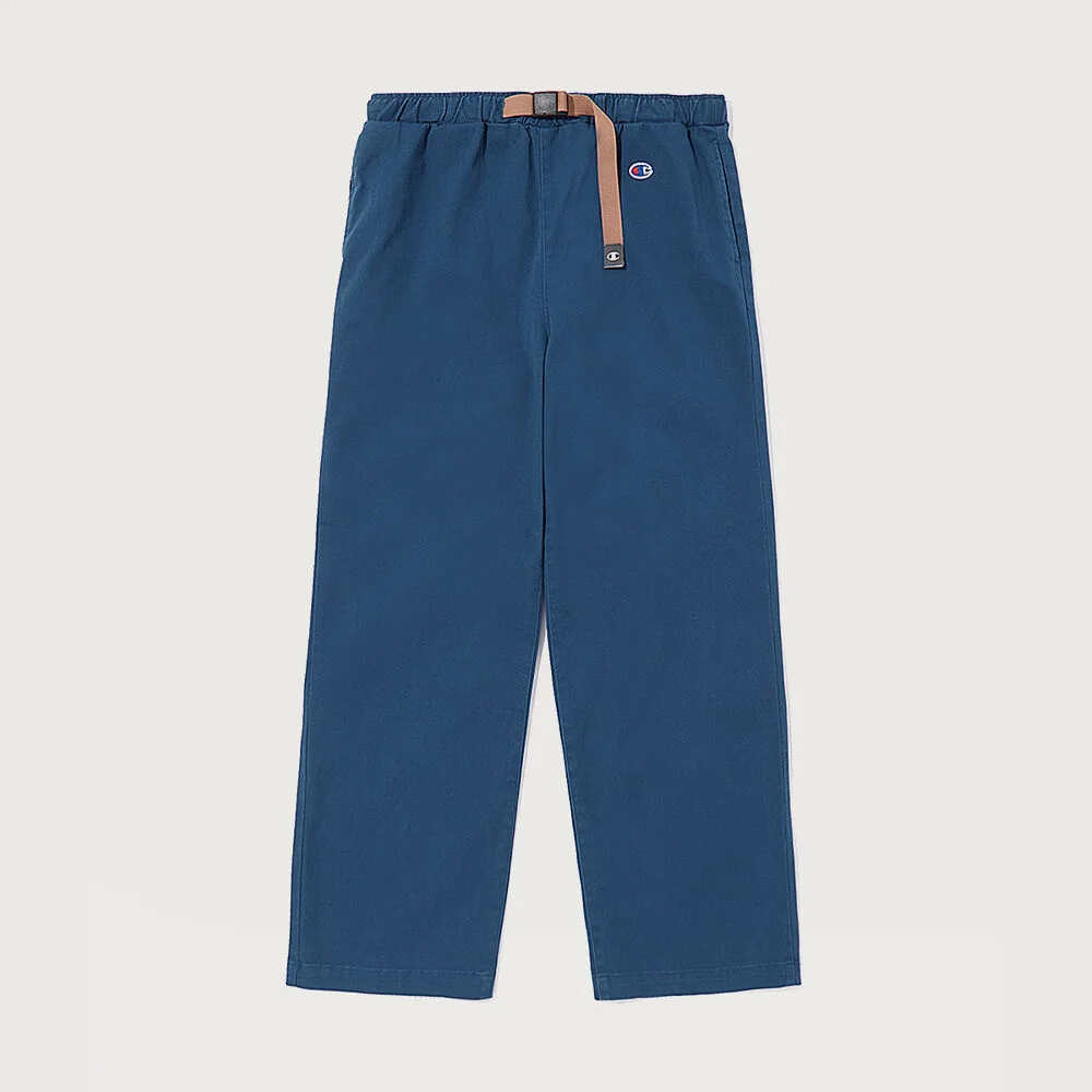 女裝 束帶 純棉 彈力 直筒 褲子 Normal Navy