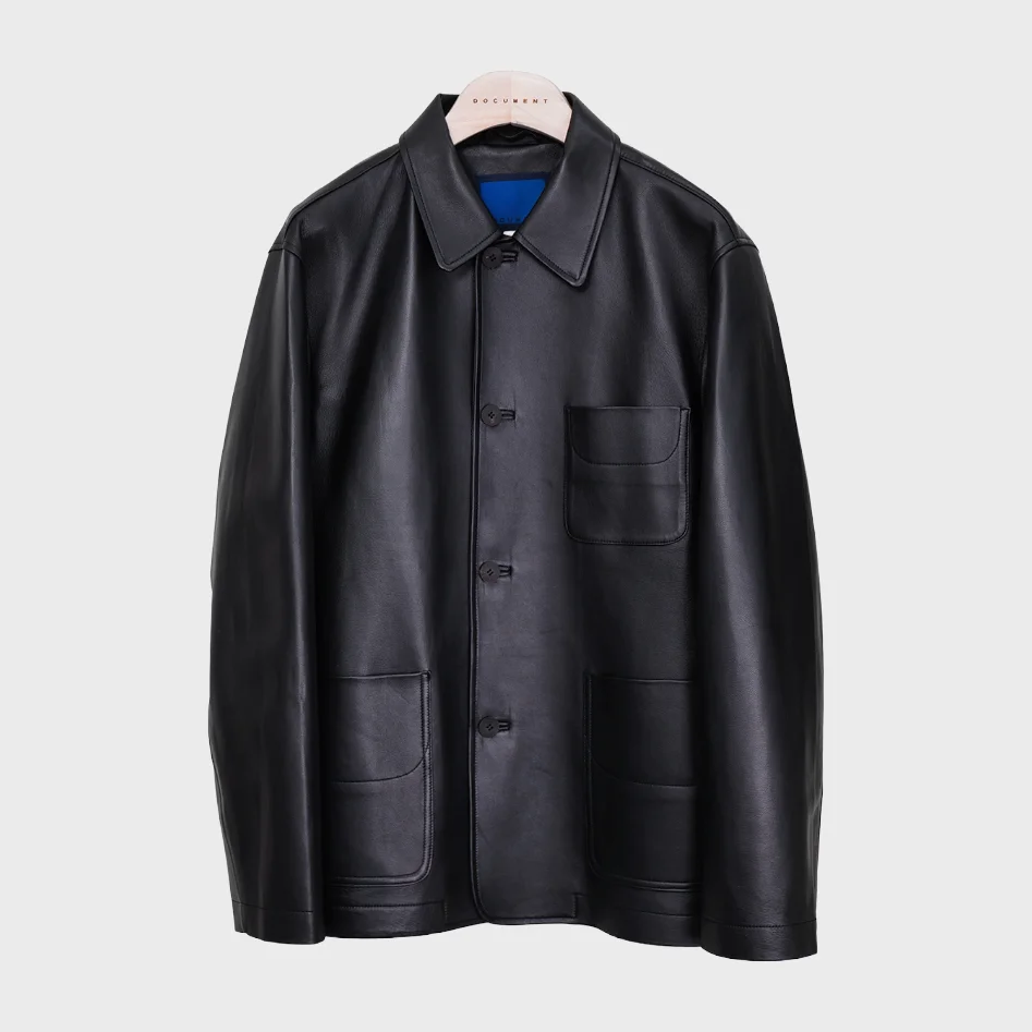 LEATHER PAJAMA JACKET_BLACK