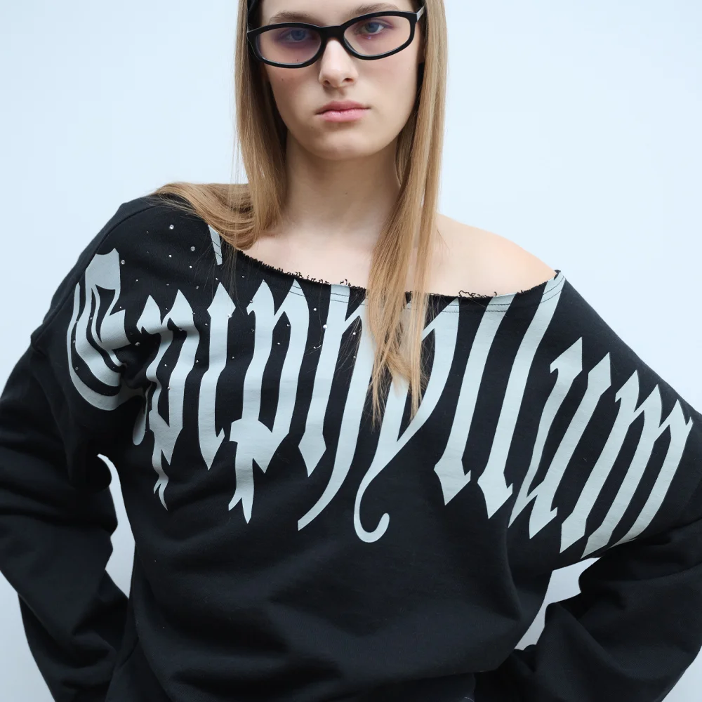 Epi Boat Neck Sweatshirt in Black