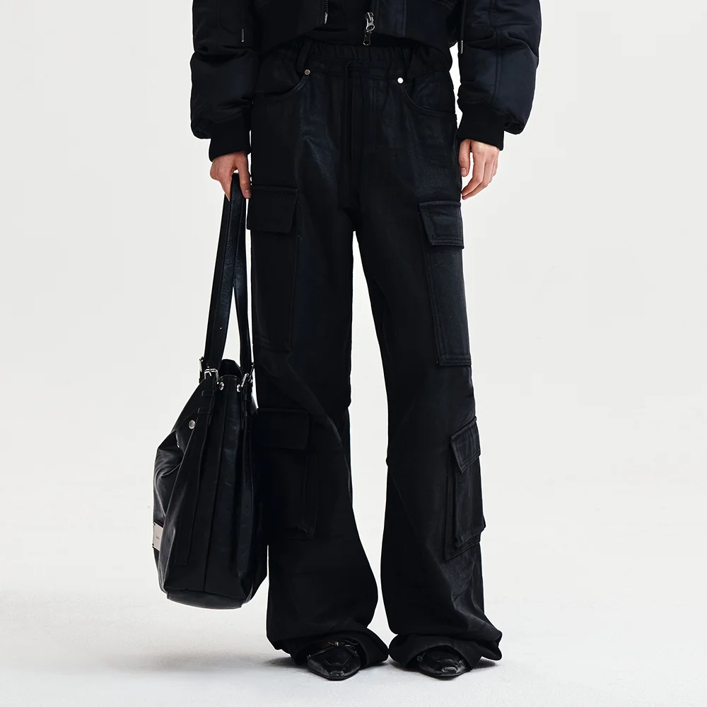 COATING CARGO DENIM PANTS IN BLACK