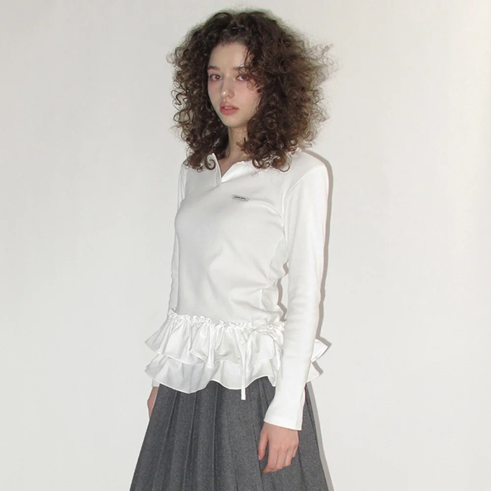 DOUBLE FRILL COLLARED TOP_WHITE