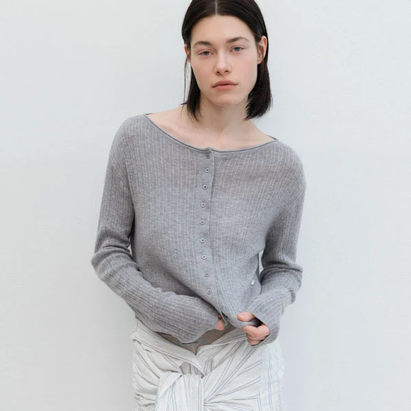 AN SHEER FRESH CROP BOAT NECK CARDIGAN (CD-2257)