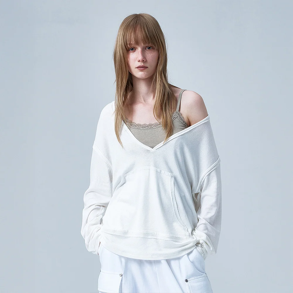 RAW V LONG SLEEVE IN WHITE