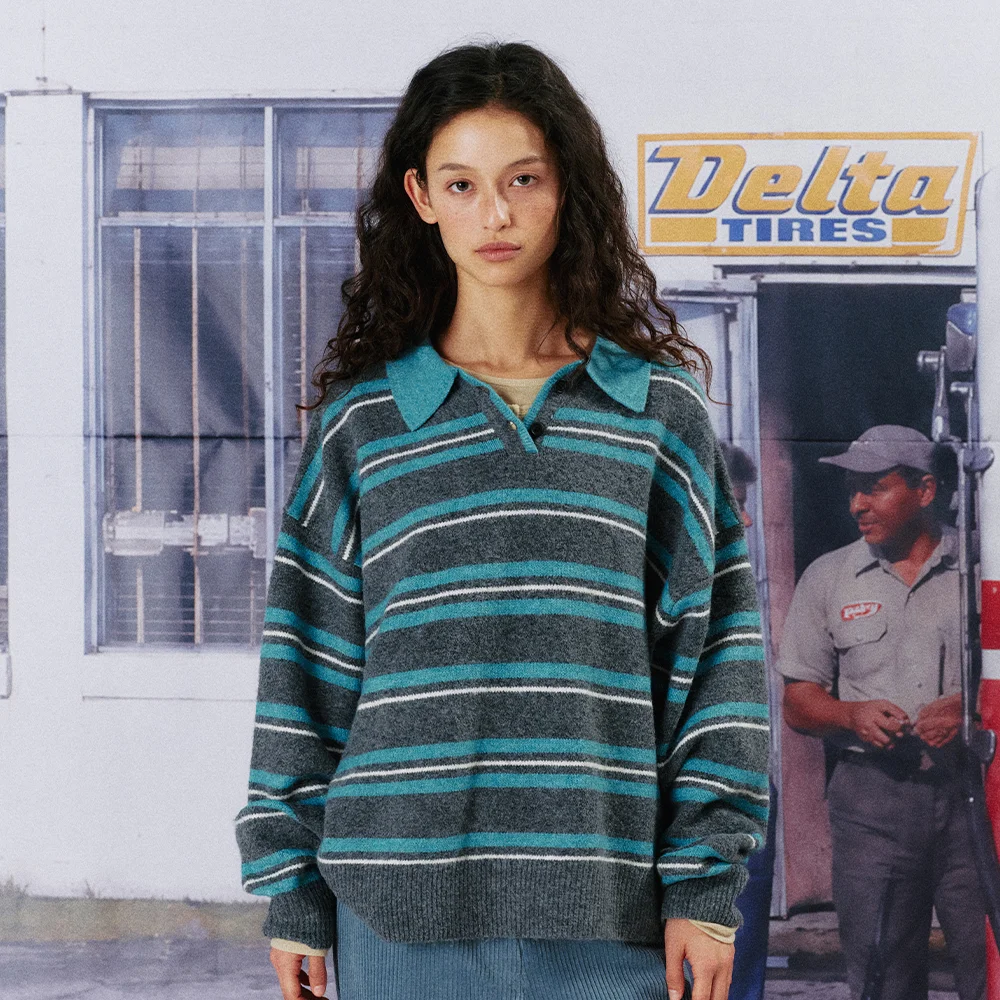 HERRY STRIPE KNIT_GREY