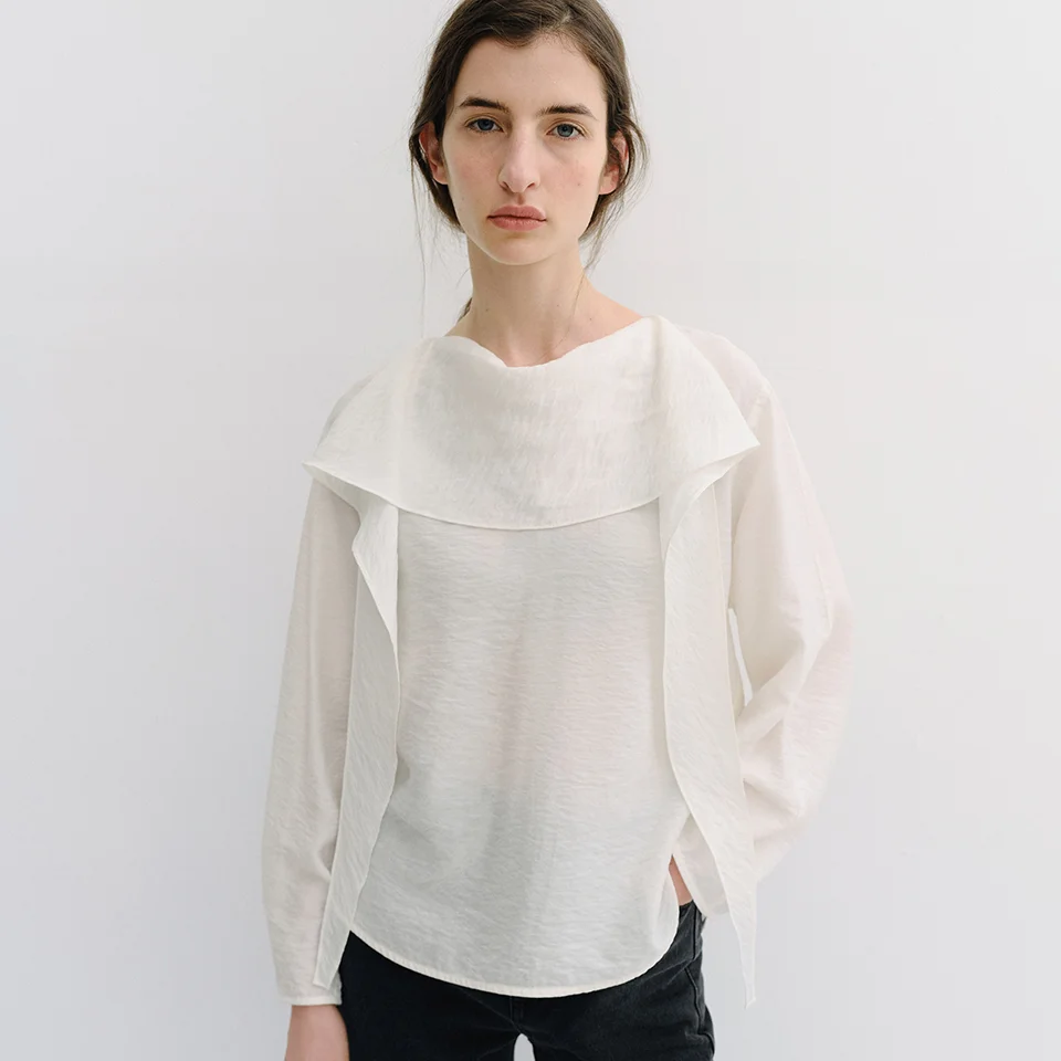 drape scarf blouse (ivory)