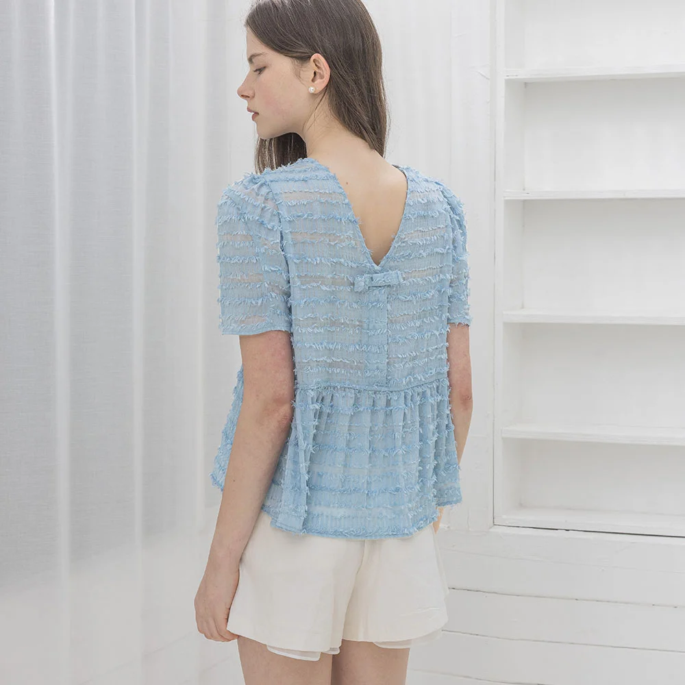 Lautre Ette Ribbon blue blouse