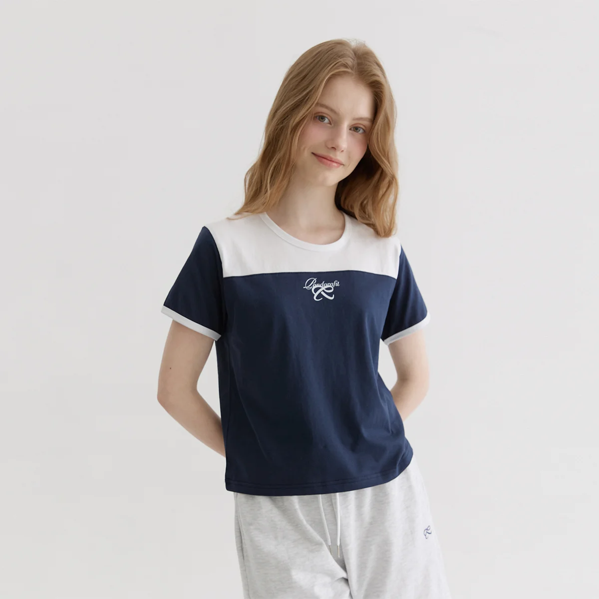 Two-Tone Logo T-shirts (navy)