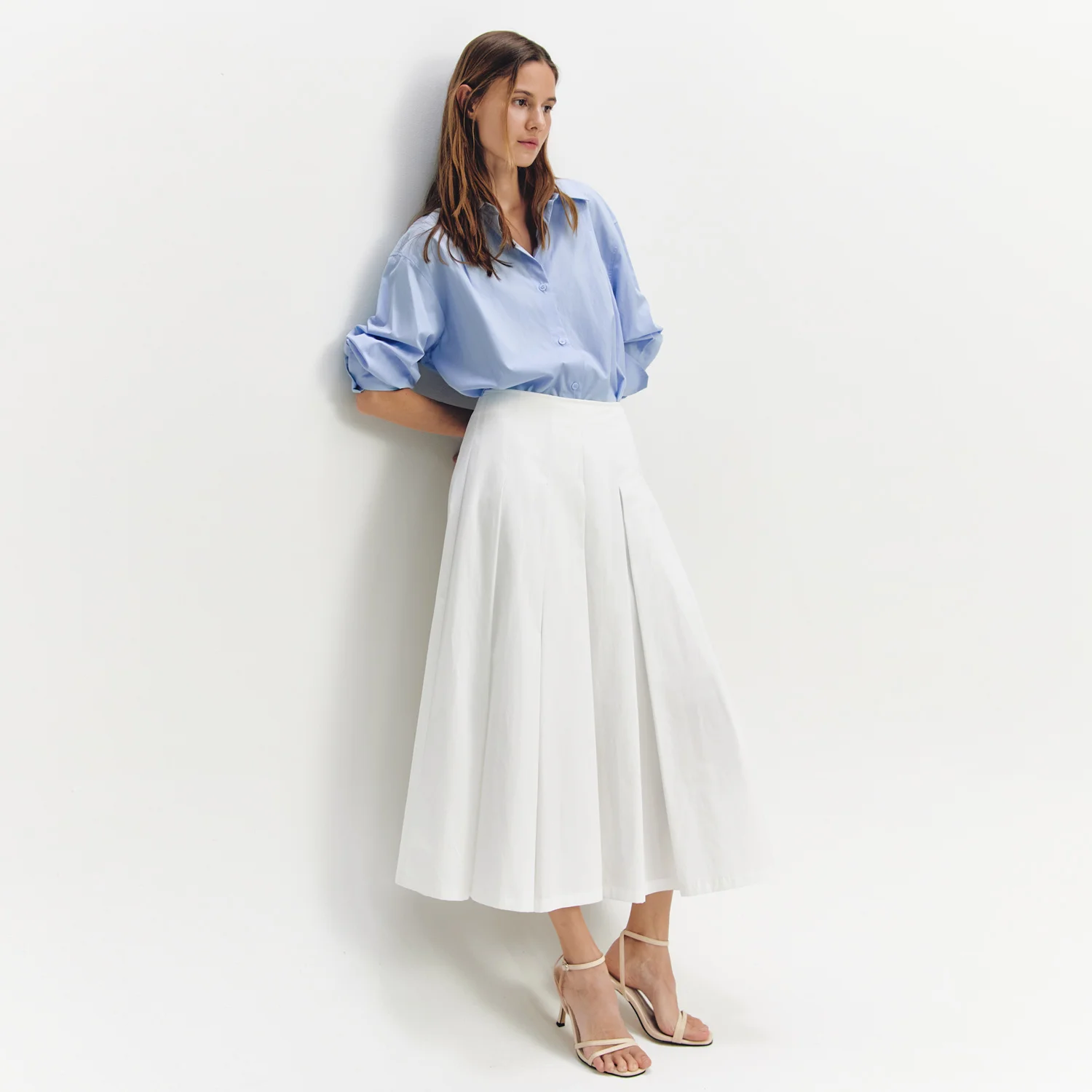 Inverted Pleats Skirt OFF WHITE