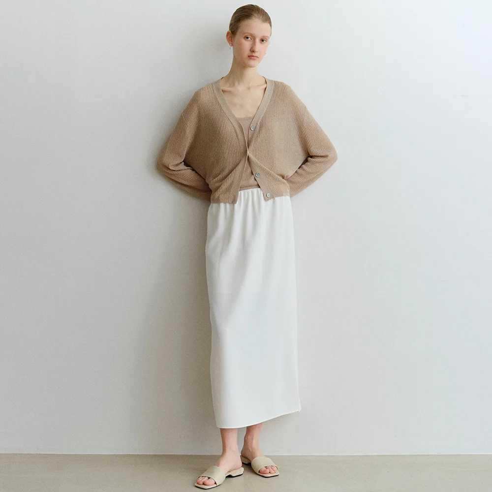 BIAS BAND LONG SKIRT_IVORY