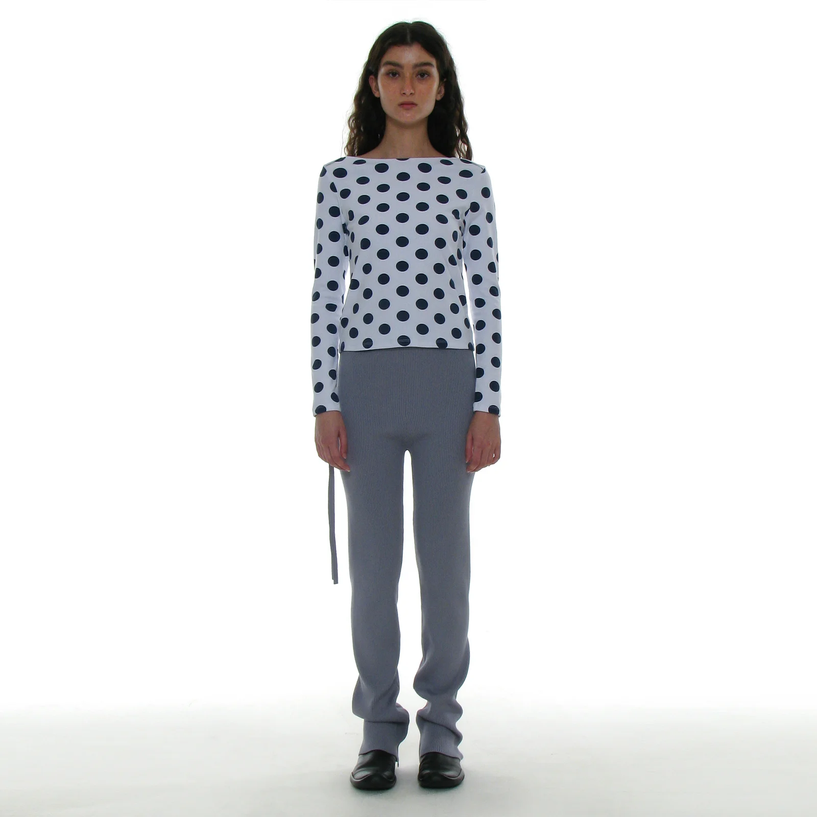 SIDE ZIP-UP RIBBED LEGGINGS PANTS_SKY